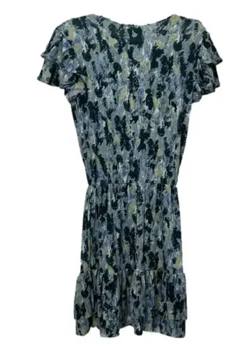 Rare NWT boutique dress rainforest print dress ruffle sleeves ruffle hem layered Blue Size XS
