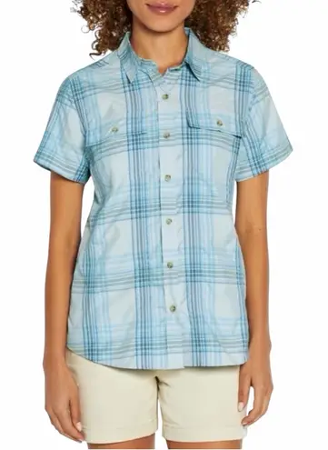 Eddie Bauer NEW  Blue Plaid Short Sleeve Button Down Adventure Shirt Top size XL - Image 1