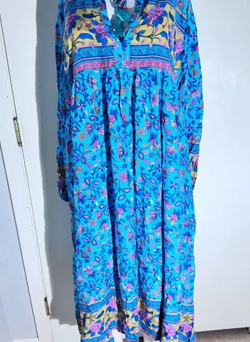 Boho Floral Maxi Dress by R. Vivimos – Size L (12/14) Blue