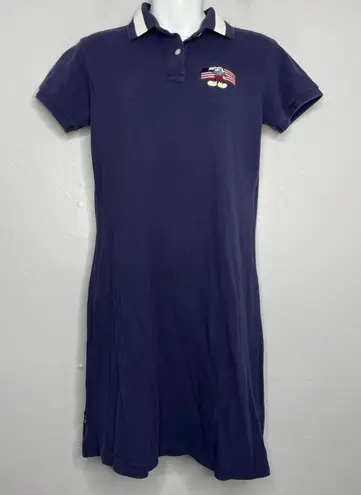 THE DISNEY STORE Mickey Flag Polo Dress Womens Size Small Sporty Preppy Tennis Blue