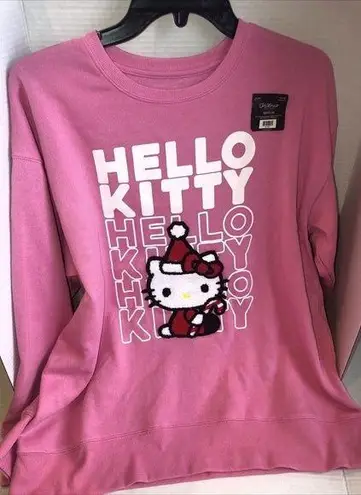 Sanrio Hello Kitty Christmas Pink Sweatshirt Adult Size MEDIUM NEW WITH TAG Felt Kitty