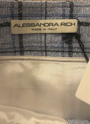 Alessandra Rich Button-embellished pleated checked wool-blend tweed mini skirt size IT 44