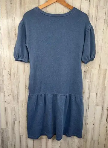 Caslon Casual Blue Dress Short Puff Sleeves Round Neck Size XXS Pockets