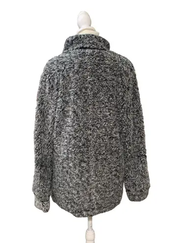 Weatherproof Vintage Gray Heathered Faux Fur Sherpa Quarter Zip Pullover Sweater