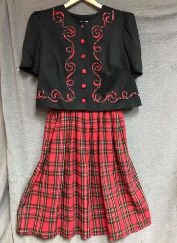 NWT Lady Dorby Black Red Pleated Skirt Outfit Womens Size 16W