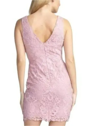 Minuet Lace V-Neck Sleeveless Mini Dress Mauve Pink Size Large