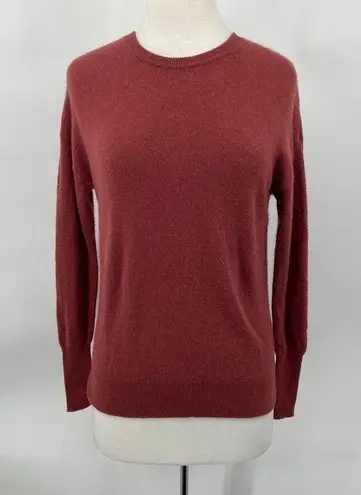 Tahari  2 Ply Cashmere Sweater Crewneck Pullover Split Hem Stretchy Rust Womens S