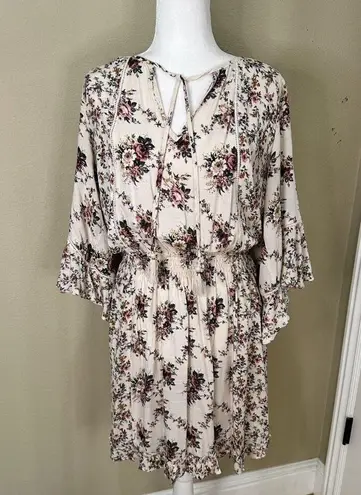 Lovestitch Mixed Print Ruffle Sleeve Floral Dress - Medium