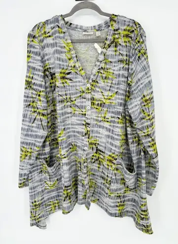 LOGO By Lori Goldstein LOGO Lori Goldstein Top Womens 2X Tropical Button Front Cardigan Tunic Lagenlook - Image 1