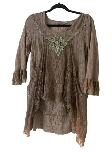 Pretty Angel tunic top lace accents sz Small