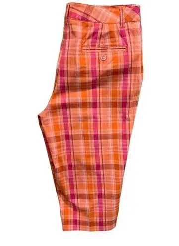 st. john's bay Size 8  Womens Plaid Bermuda Shorts Stretch Fabric Orange Pink