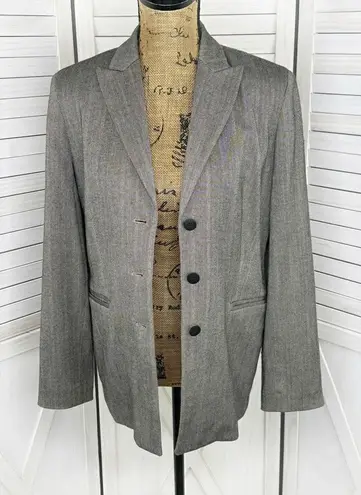 Amanda Smith Herringbone Oversized Blazer Jacket Black Tan 6 Single Breasted - Image 1