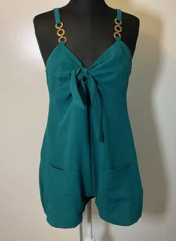 18. Chicme Teal Blue Sleeveless Jumpsuit with Sweetheart Neckline Size Large
