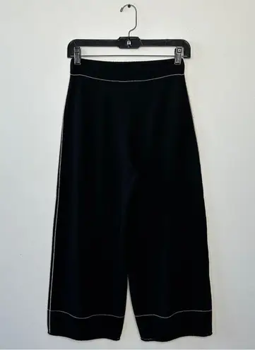 LIVIANA CONTI Pants Size XS Quiet Luxury Knit Wide Leg Cropped Wool Black Italy