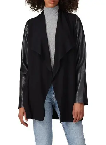 Fifteen Twenty Faux Leather Contrast Jacket in Black Medium as-is