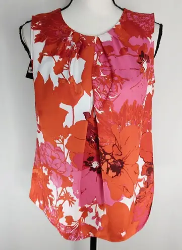 Jones New York Collection Red Floral Crew Neck Blouse Tank Size 6 NWT Red