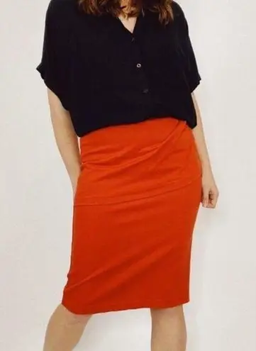 CAbi  Overlay Career Classic Pencil Skirt Turmeric Orange Size 4