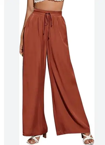 Stars Above Rust HighWaisted Drawstring WideLeg Pants Size Small