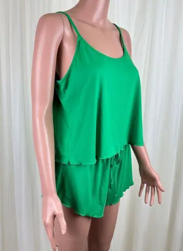 Capella Two Piece Tank Top & Shorts Pajama Sleeping Loungewear Set Size LG Green