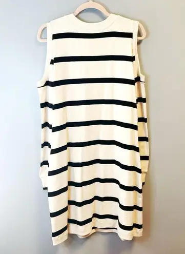 Tanya Taylor Dress Cream & Black Shirley Striped Mini Dress 2X NWT Cold Shoulder