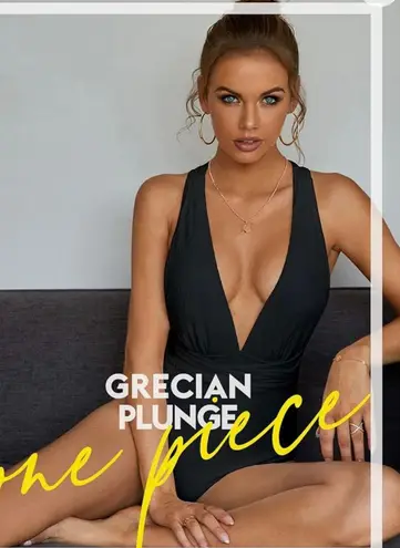 Molybell Women High Waitsted Ribbed Wrap Grecian Plunge Multiway One Piece