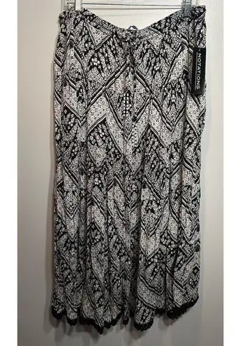 Notations Maxi Skirt Size XL Black White Tiered Geometric Artsy Boho Pull On NEW