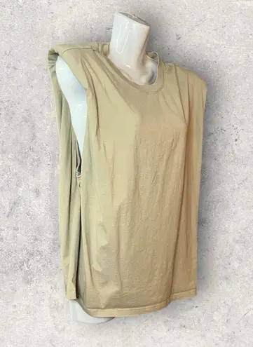 Babaton Aritzia Women's Size 1X Beige Padded Shoulder Sleeveless Tank Top