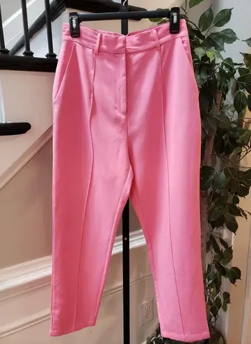 Oh Polly  Women's Pink Solid Polyester Pull On Belt Loops Front Pleated Pant 6