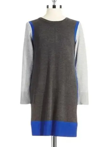 Eliza J Contrast Trim Sweater Dress size XL Grey Cobalt Blue Long Sleeves