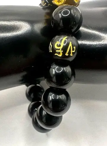 Gold tone dragon Feng shui lucky bracelet Black