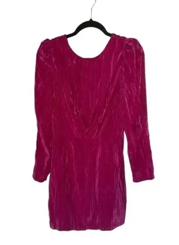 Saylor Tenley Hot Pink Long Sleeve Velvet Mini Dress Size M NWT