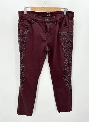 Urban Outfitters  BDG Jeans Women 32 Burgundy Mid Rise Twig Ankle Denim