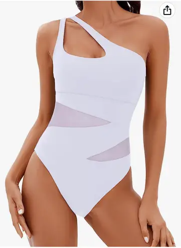 One Piece BMJL Women's Sexy One Shoulder Swimsuits Tummy Control Bathing Suit Mesh Cutout