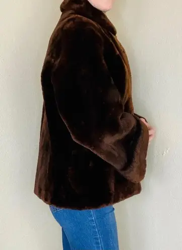 Vintage Dark Brown Girly Glam Bohemian Faux Fur Jacket Size M