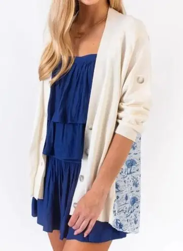 Koch Longfellow Sweater Royal Toile Size Medium Nature Horses