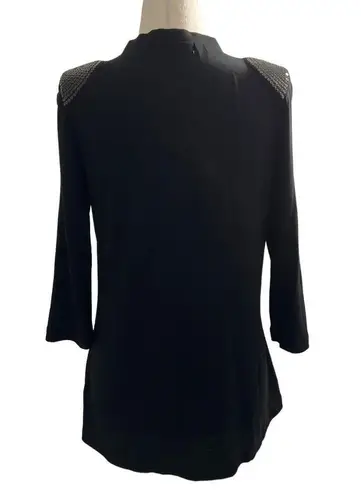 Ellen Tracy Women Size XS Black Sequin Cardigan Shoulder Padded 3-344