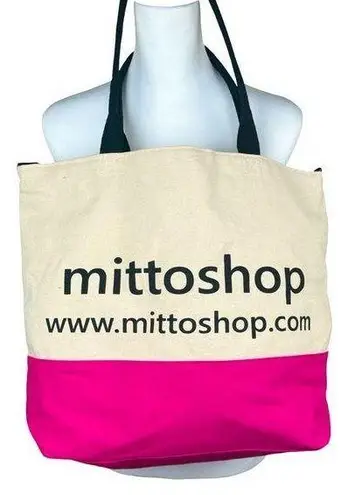 Mittoshop Large Canvas Pink & Khaki Crossbody Handbag Beach Carry On Tote Bag