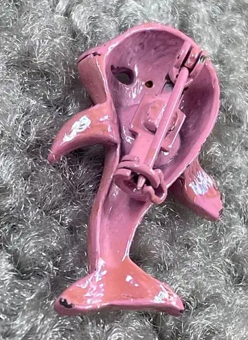 Pink Dolphin Pin Brooch Tiny, Shade of Pink Color Vintage Jewelry Sea Ocean