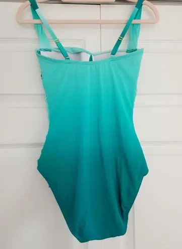 Bleu Rod Beattie Bleu by Rod Beattie Shirred Ombré One-Piece Swimsuit in Sea Dive Women's Size 6