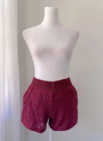 Justice Cranberry Colored Crochet Shorts