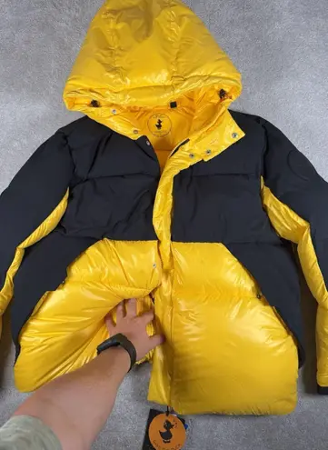 Save The Duck Luma Hooded Puffer Yellow/Black Unisex Jacket XL D3790U