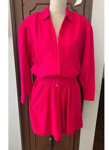 Richard Lang silk hot pink jacket + short set (S