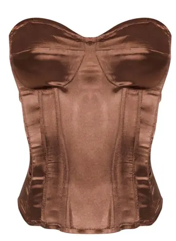 Pretty Little Thing Brown Corset Top