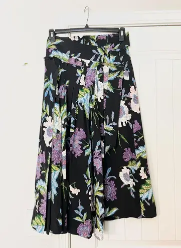 Diane Von Furstenberg  Floral-Print D-Ring Silk Pleated Midi Skirt Multicolor