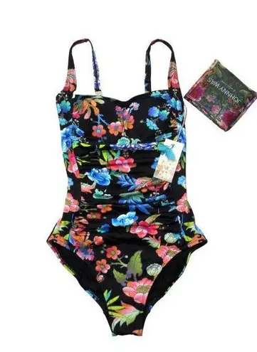 Johnny Was NWT Dreamer in Black Floral One-piece Swimsuit S + Reusable Bag