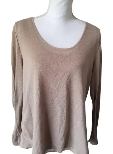 Crosby Womens XL Beige Ombre Long Sleeve Lightweight Top Tan