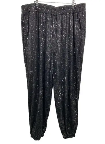 Lane Bryant New  Women's‎ Plus Black Sequin Joggers Pants Stretch Pockets Size 20