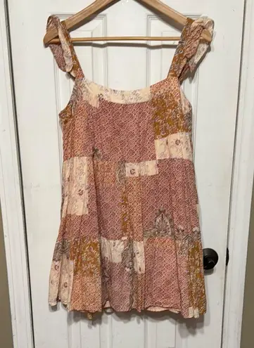 Moodie Pink and Cream Puff Sleeve Ruffled Blouse Size M