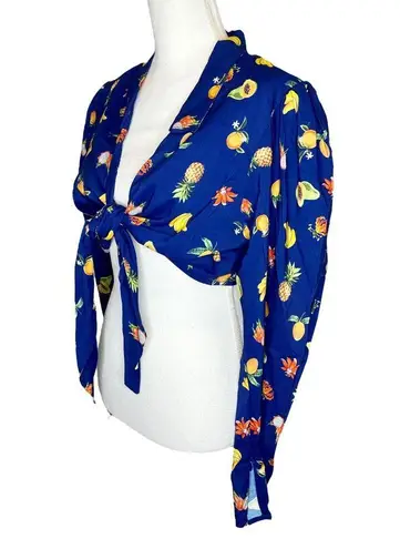 We Wore What Bisou Cover Up Top Fruit Blue Depth Women's Size Extra Large - Image 3