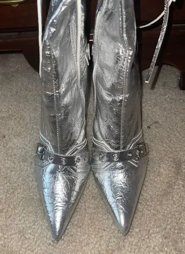 SheIn Silver Knee High Boots